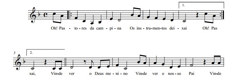 Partiura de Canção dos Partores, de Chiquinha Gonzaga