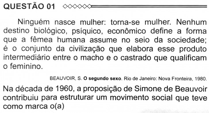 Questão Enem 2015 - Simone de Beauvoir 